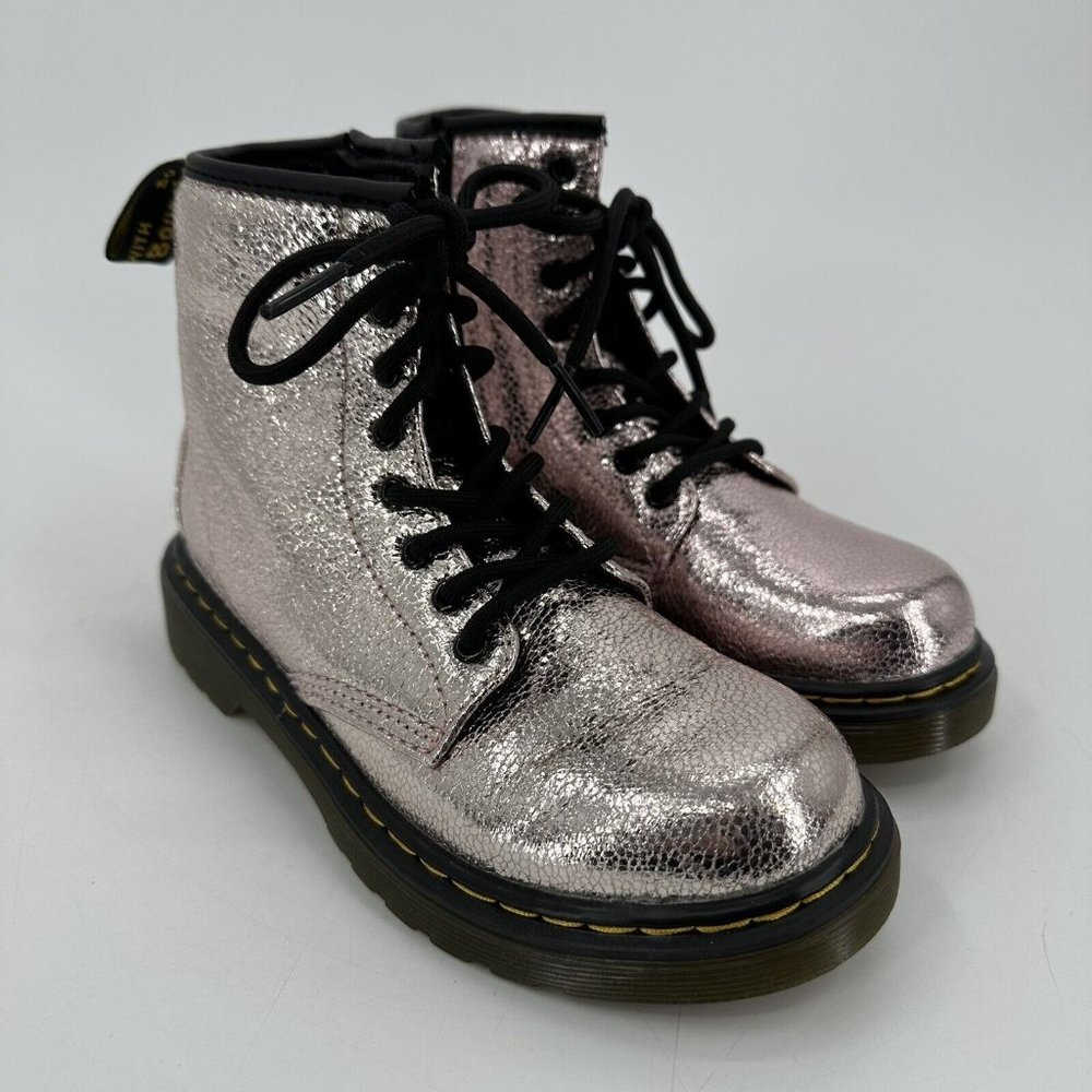 Dr Martens Girls Combat Boots 1460 J Pink Salt Crinkle Size US 1 NEW - Picture 8 of 12